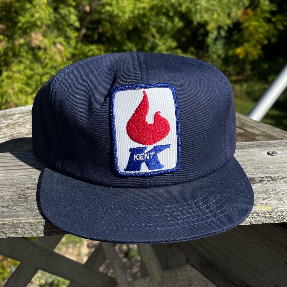 Vintage Kent Oil K Products Snap Back Trucker Hat Blue Patch PLEASE READ